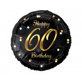 Balon foliowy okrągły 60 Happy birthday złoty