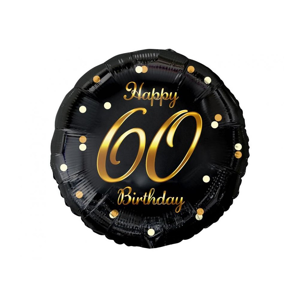 Balon foliowy okrągły 60 Happy birthday złoty
