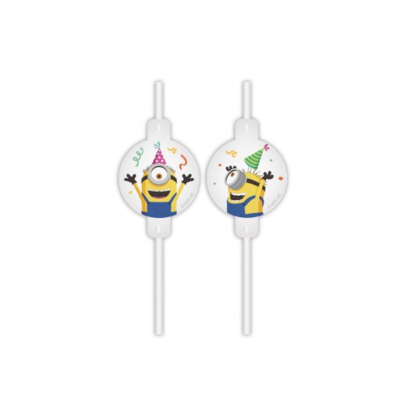 Rurki (słomki) papierowe z medalionem MINIONKI, 4 szt.