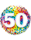 Balon foliowy okrągły liczba 50 kolorowe konfetti 18" QL