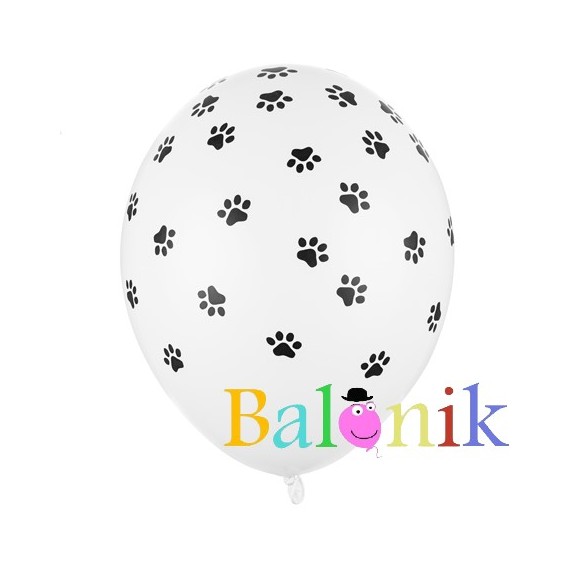 Balon lateksowy biały Łapki