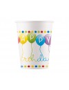 Kubeczki papierowe Happy Birthday, 200 ml, 8 szt.