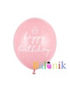 Balon lateksowy Happy Birthday róż