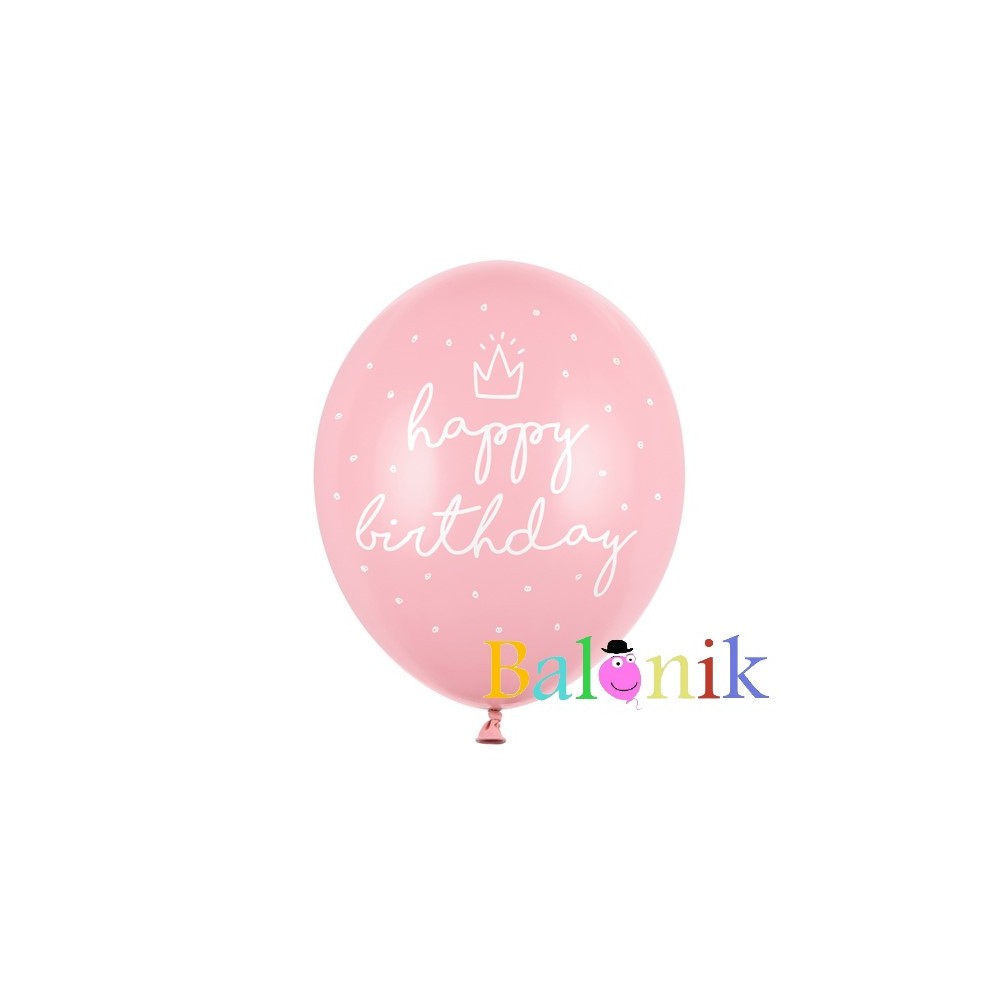 Balon lateksowy Happy Birthday róż