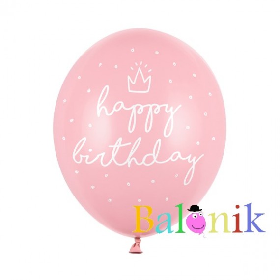 Balon lateksowy Happy Birthday róż