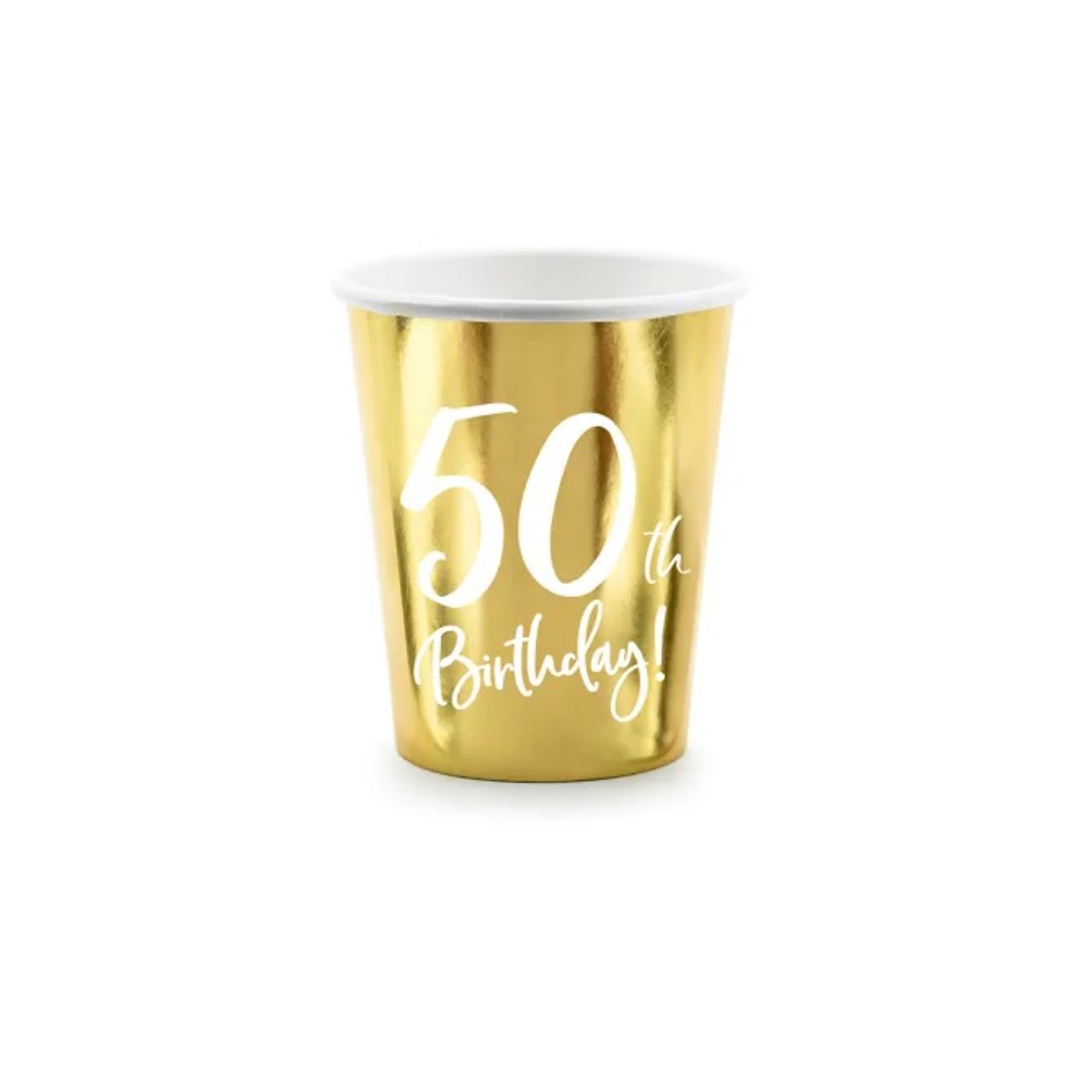 Kubeczki 50th Birthday, złoty, 220ml