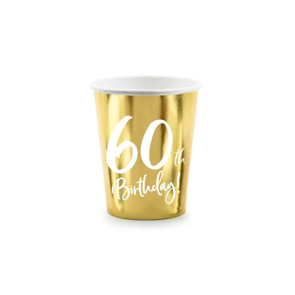 Kubeczki 60th Birthday, złoty, 220ml