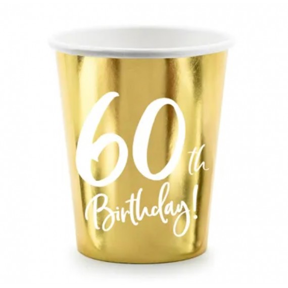 Kubeczki 60th Birthday, złoty, 220ml