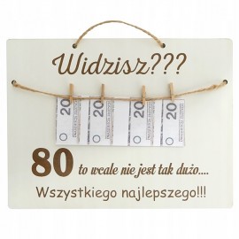 Tablica z pieniędzmi 80 urodziny