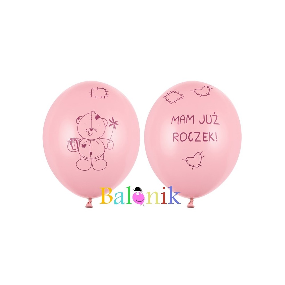 Balon lateksowy Mam już roczek różowy