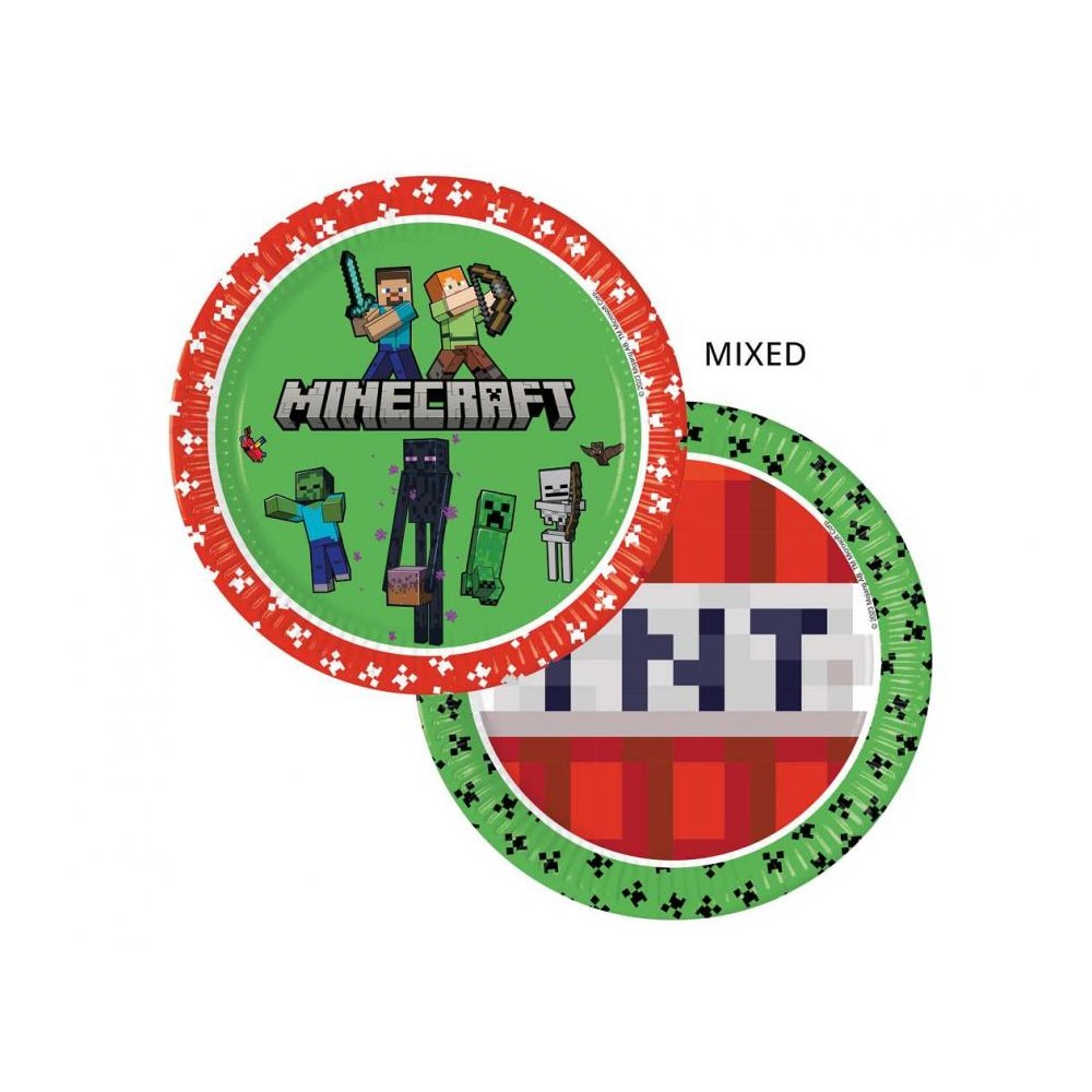 Talerzyki papierowe Minecraft, next generation, 23 cm, 8 szt. (plastic-free)