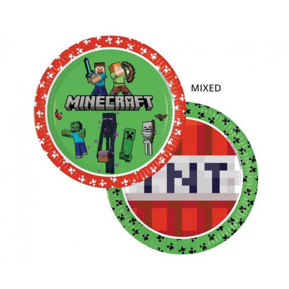 Talerzyki papierowe Minecraft, next generation, 23 cm, 8 szt. (plastic-free)