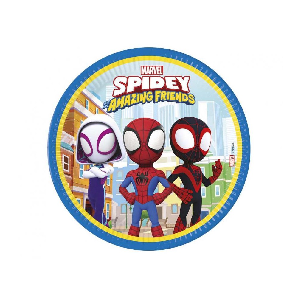 Talerzyki papierowe Spidey & His Amazing Friends, next generation, 23cm, 8 szt. (plastic-free)