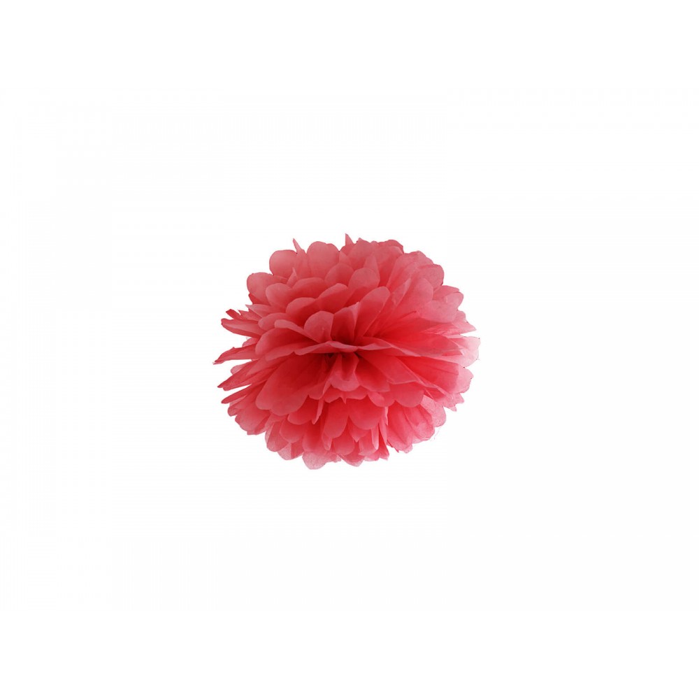 Pompon bibułowy, czerwony, 25cm