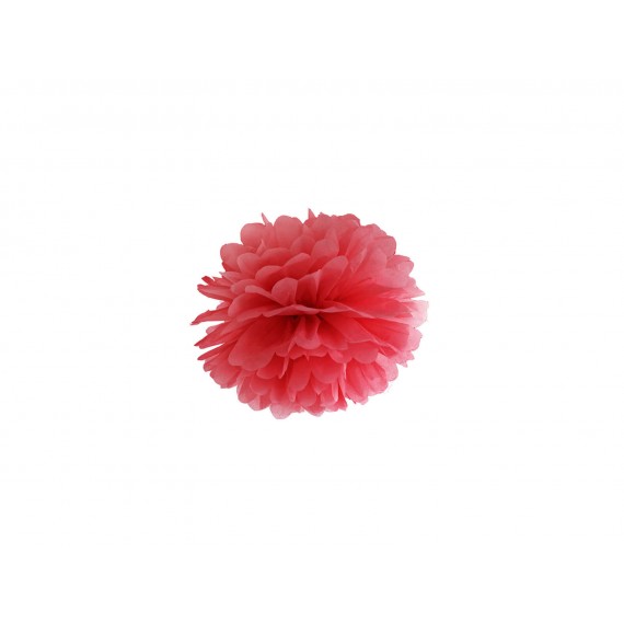 Pompon bibułowy, czerwony, 25cm