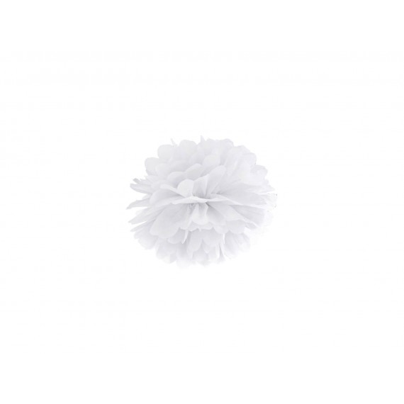 Pompon bibułowy, biały, 25cm
