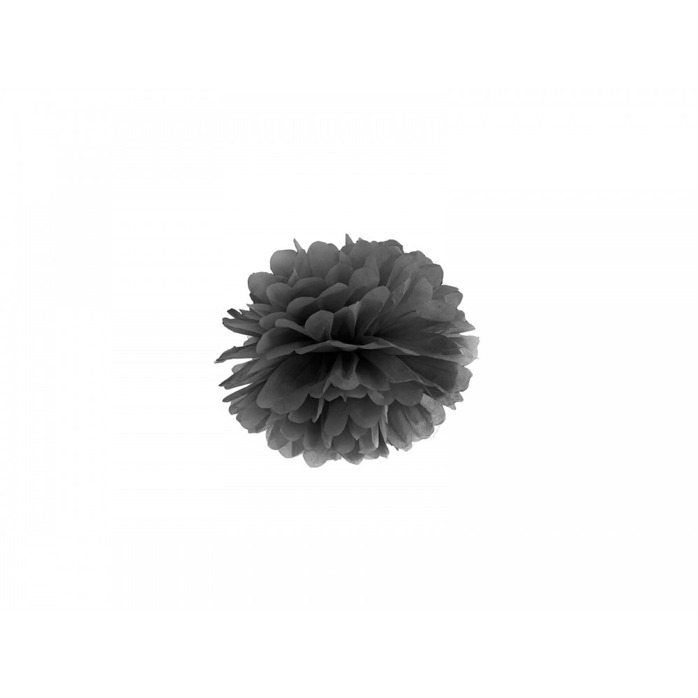 Pompon bibułowy, czarny , 25cm