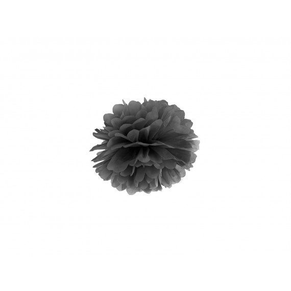 Pompon bibułowy, czarny , 25cm