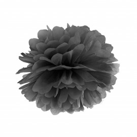 Pompon bibułowy, czarny , 35cm