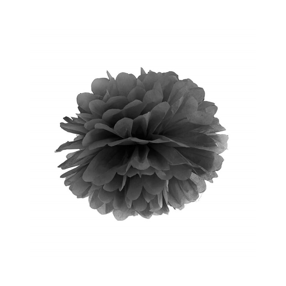 Pompon bibułowy, czarny , 35cm
