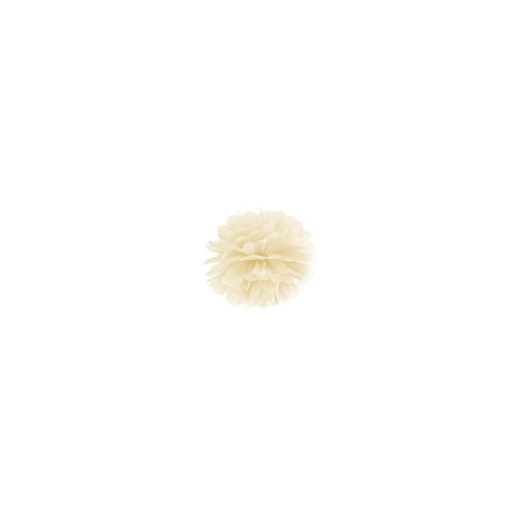 Pompon bibułowy, kremowy , 35cm