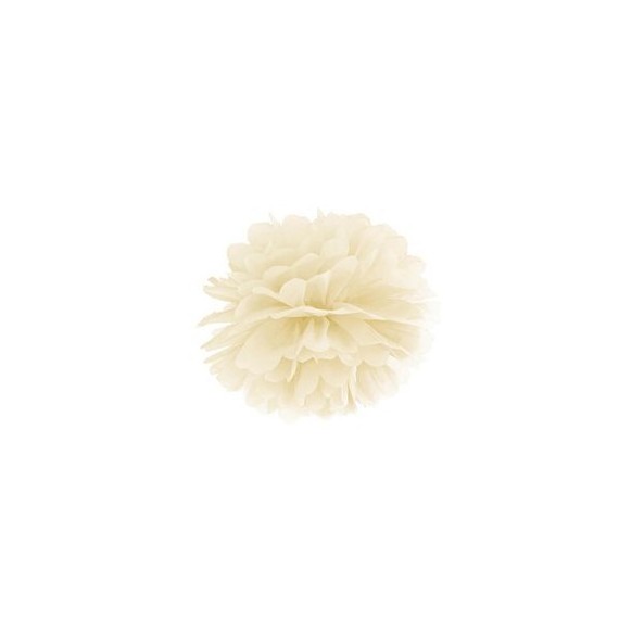 Pompon bibułowy, kremowy , 35cm