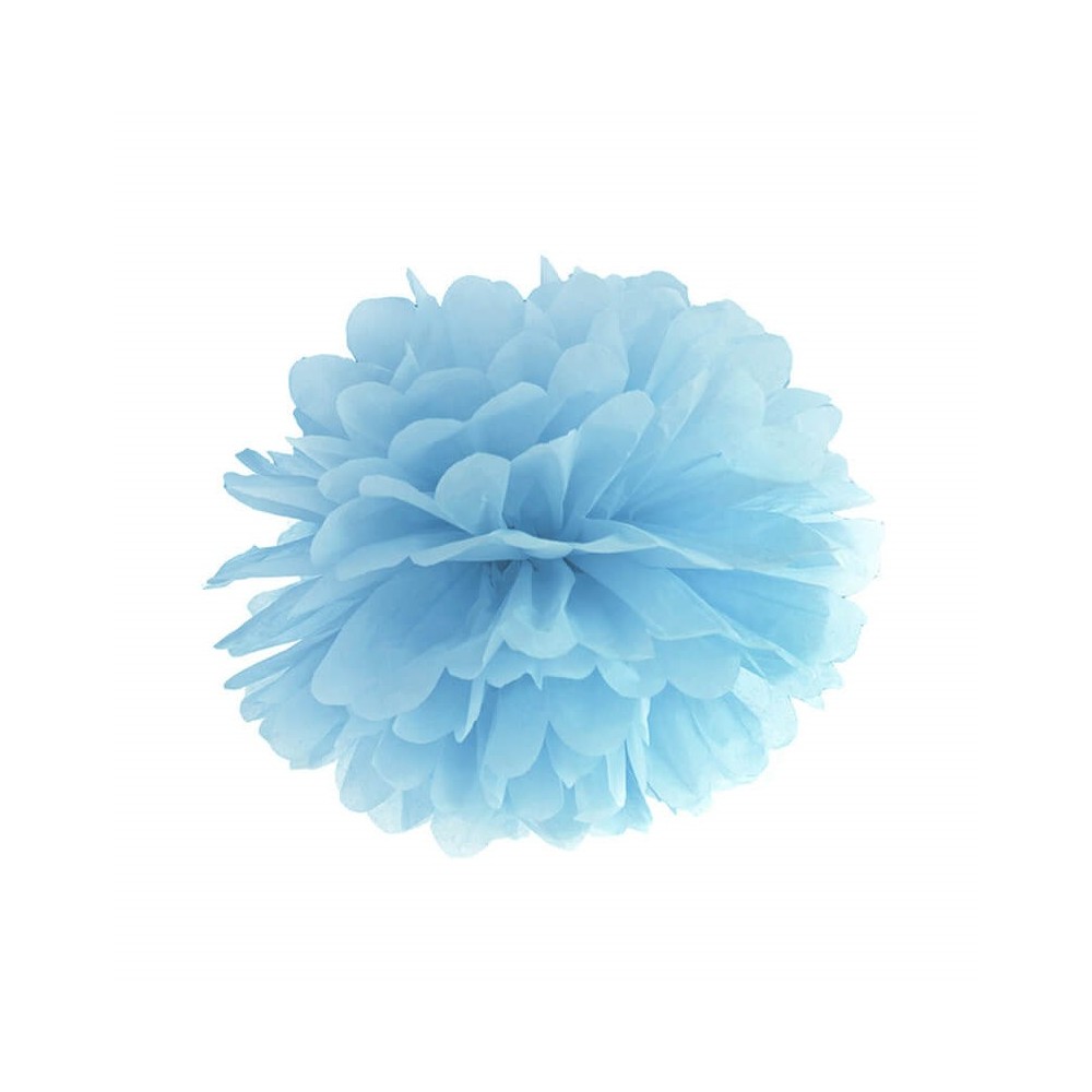 Pompon bibułowy, mglisty niebieski , 35cm