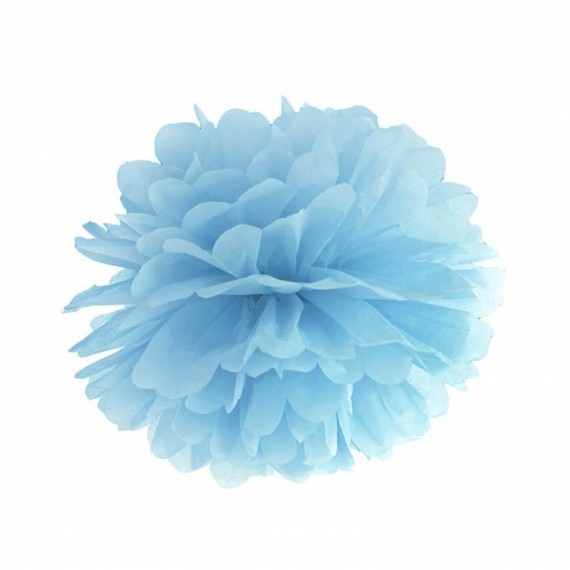 Pompon bibułowy, mglisty niebieski , 35cm
