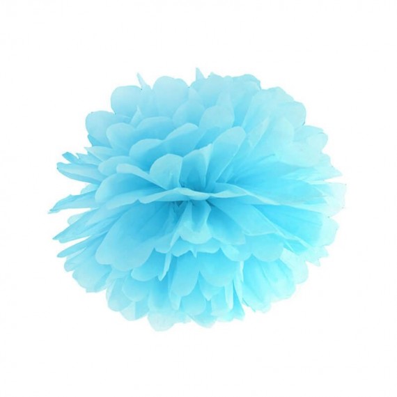 Pompon bibułowy, niebieski , 35cm