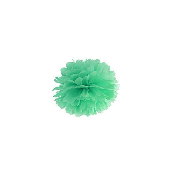 Pompon bibułowy, miętowy , 35cm