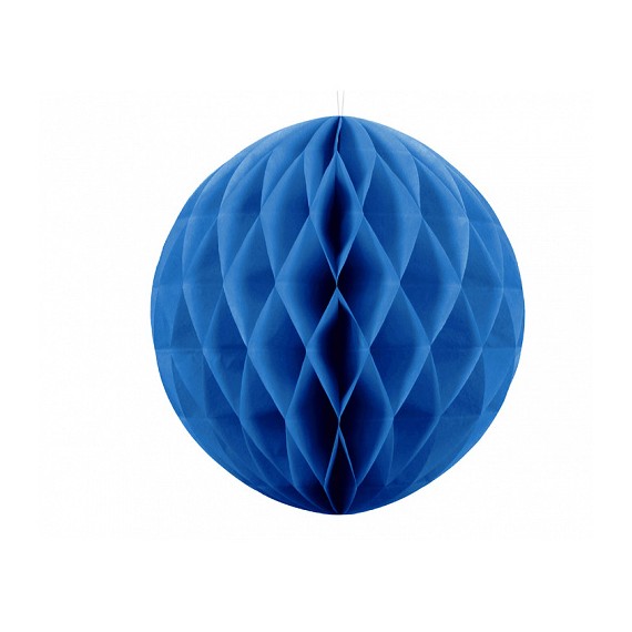 Honeycomb - dekoracja wisząca kula bibułowa niebieska 30 cm