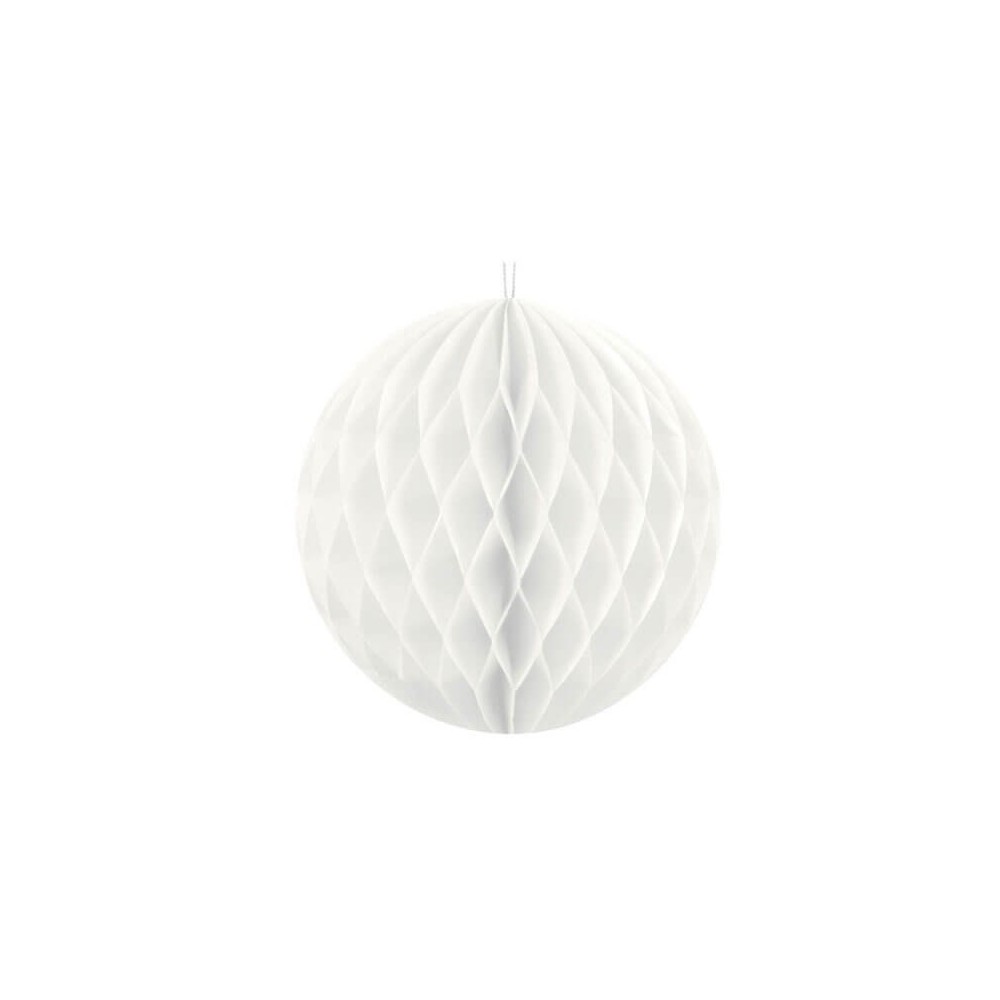 Honeycomb - dekoracja wisząca kula bibułowa biała 40 cm