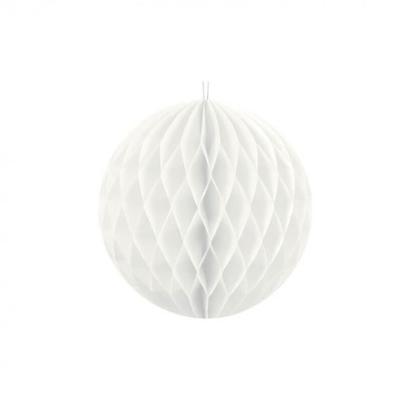 Honeycomb - dekoracja wisząca kula bibułowa biała 40 cm
