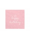 Serwetki Happy Birthday, różowe, 33x33cm