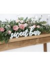 Drewniany napis Sweet bar - biały, 10 x 37 cm