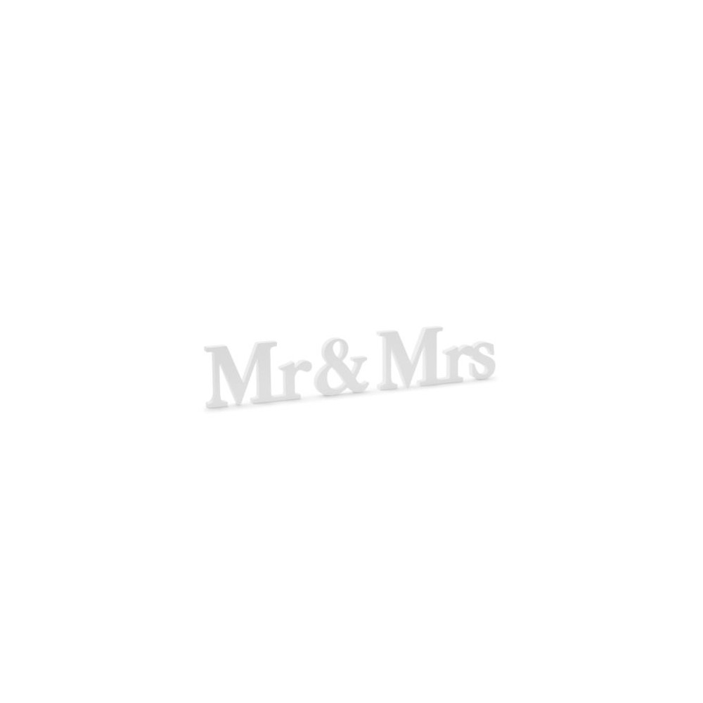 Drewniany napis MR & MRS - biały, 50 x 9,5 cm