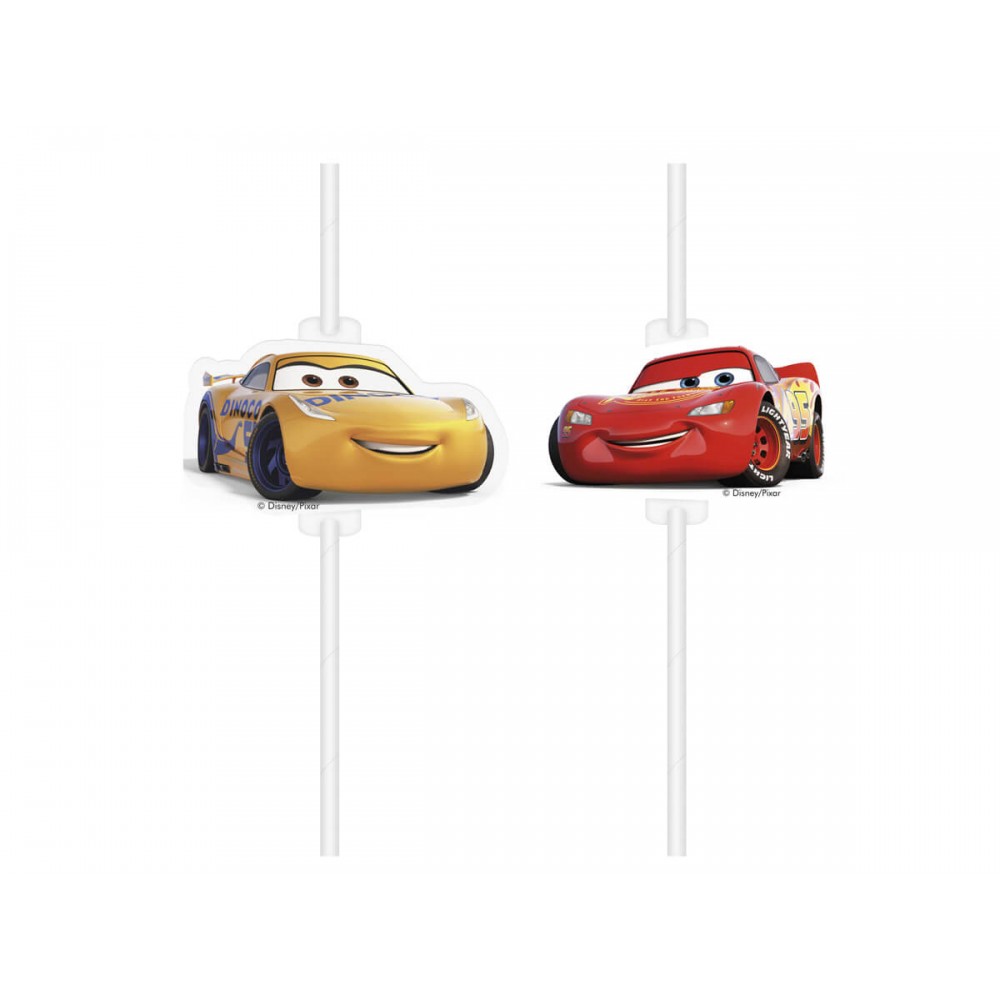 Rurki (słomki) papierowe z medalionem Cars 3, 4 szt.