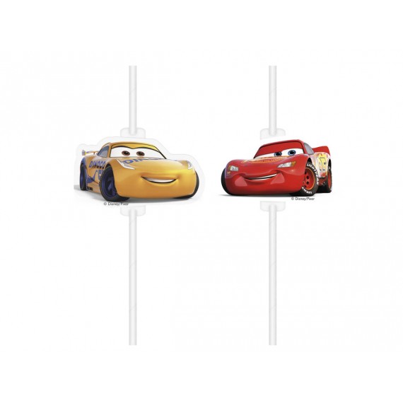 Rurki (słomki) papierowe z medalionem Cars 3, 4 szt.
