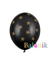 Balon lateksowy czarny złote gwiazdki