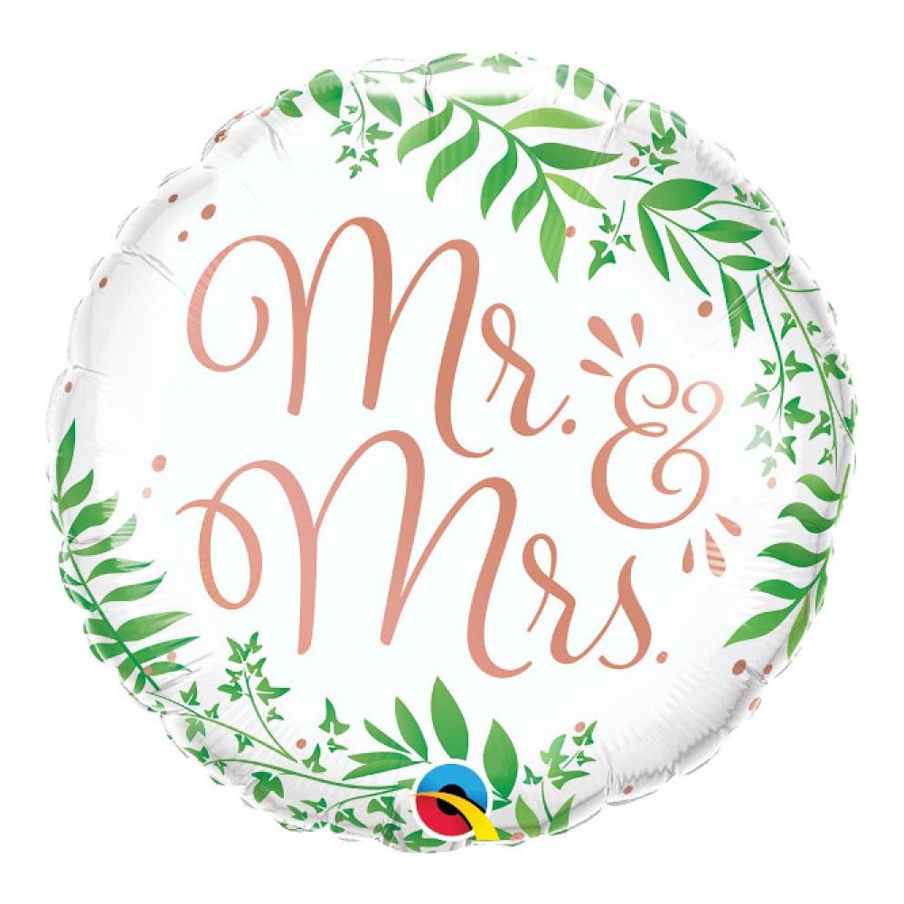 Balon foliowy QL okrągły Mr & Mrs, 18"