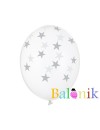 Balon lateksowy przezroczysty srebrne gwiazdki