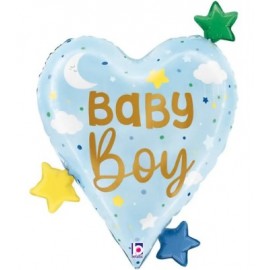 Balon foliowy serce baby boy niebieskie, 64 cm