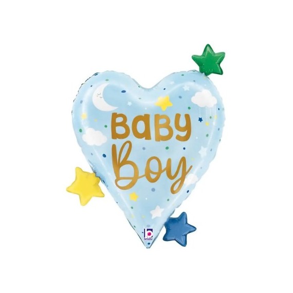 Balon foliowy serce baby boy niebieskie, 64 cm