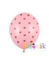 Balon lateksowy różowy w czerwone serca