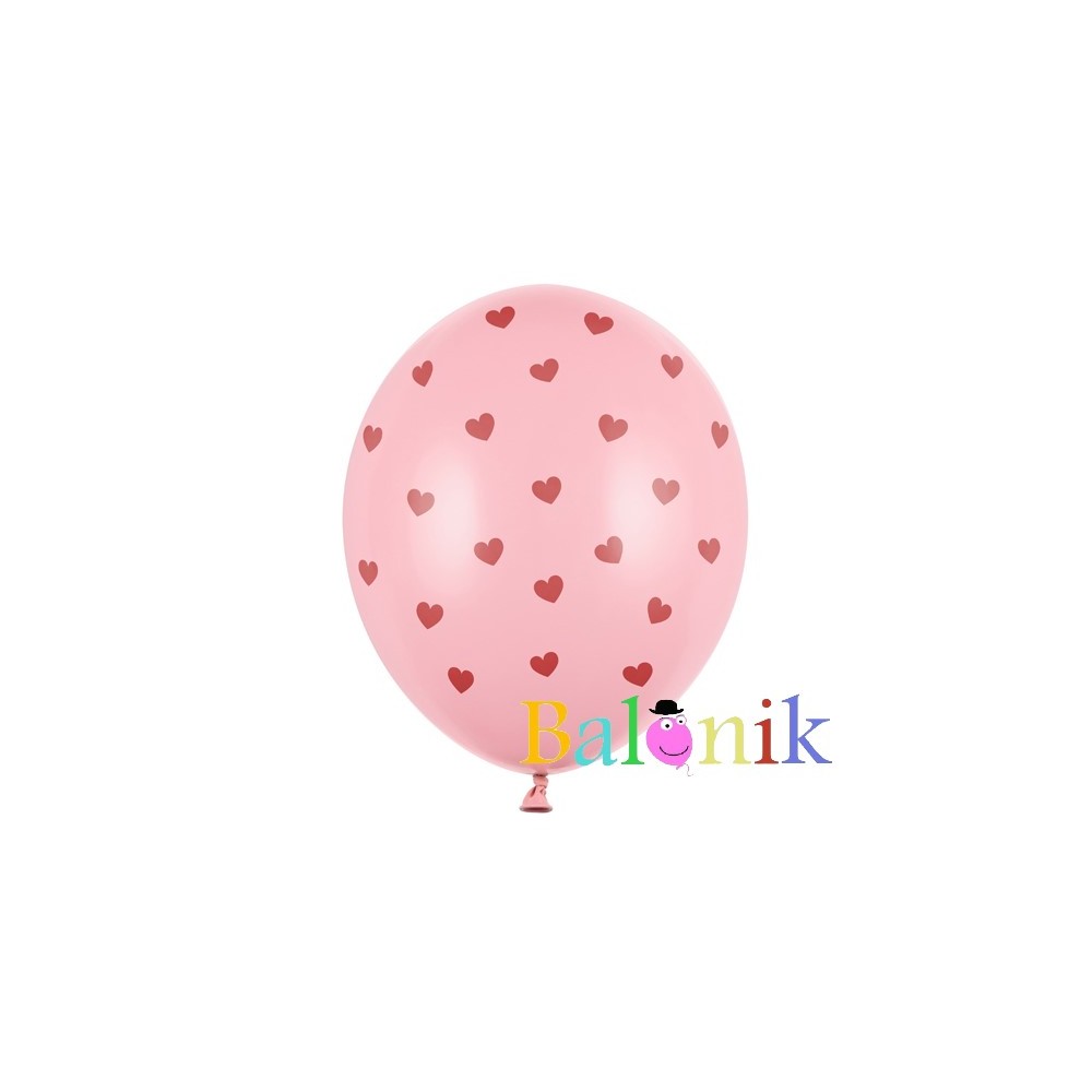 Balon lateksowy różowy w czerwone serca