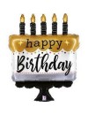 Balon foliowy Tort - happy birthday czarno złoty 71 cm