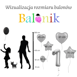 Balon Foliowy Cyfra 18 urodziny, marmur czarny, 109 cm