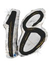 Balon Foliowy Cyfra 18 urodziny, marmur czarny, 109 cm