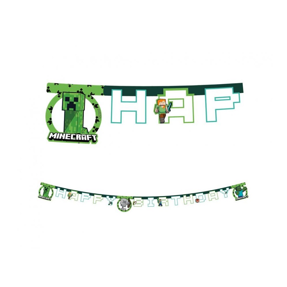 Banner Minecraft - Happy Birthday