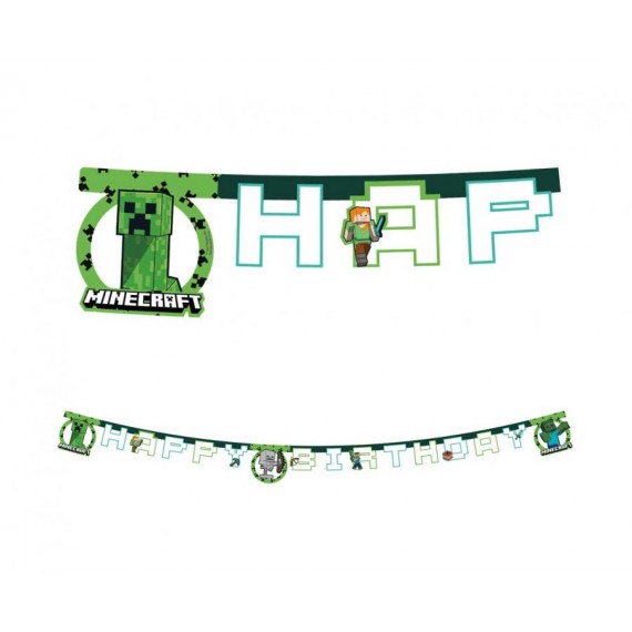 Banner Minecraft - Happy Birthday
